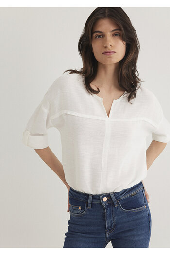 Mavi Weiße Bluse mit V-Ausschnitt 121357 -22937