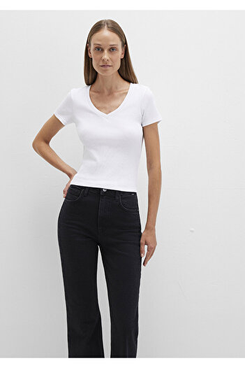 Mavi White V-Neck Fitted T-Shirt - Fitted Cut1601040-620