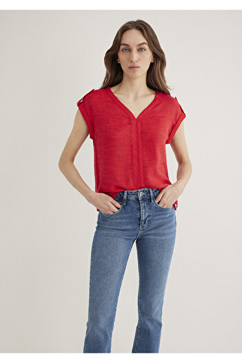 Mavi Rote Bluse mit V-Ausschnitt 122504-30648