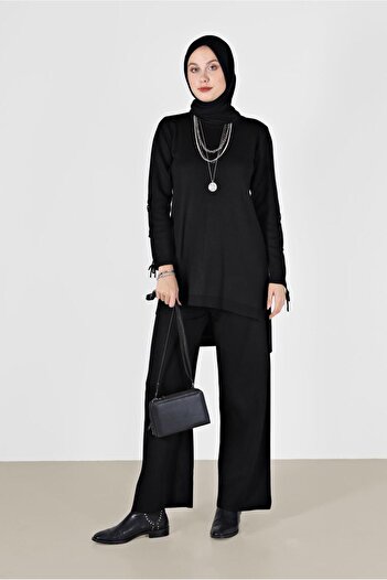 Alvina Double Pants Tricot Suit with Sleeves and Laces 42032