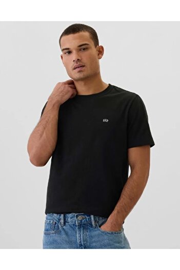 GAP V-Frch Everyday Soft Micro Logo Crew T-Shirt 502022 Μπλουζάκι με κοντό μανίκι Ανδρικό μπλουζάκι ΜΑΥΡΟ