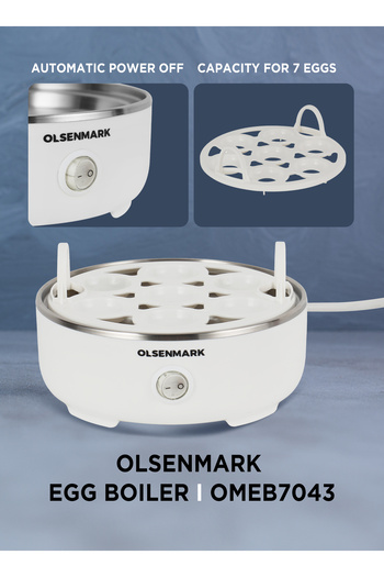 Olsenmark Egg Boiler steamer OMEB7043 360W Cooks 7 Eggs 3 Cooking Stages, Automatic Power Off