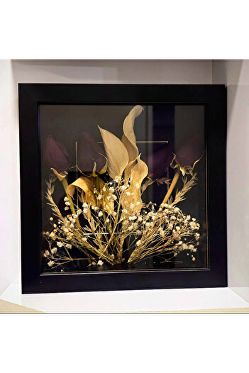 Sevcan sanat atölyesi 20x20×3 Black Depth Glass Memory Frame with Mat, Flower Frame
