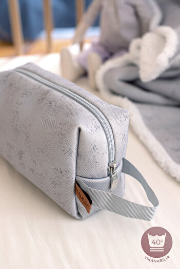 HAMUR Zippered Dirty Clean Wet Dry Baby Laundry Clothes Multi-Purpose Makeup Bag Solid Gray