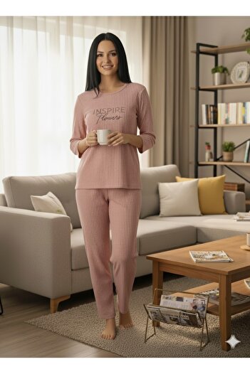 FAMES PİJAMA Women's Pink Inspired Pajama Set