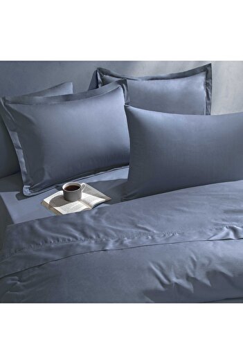 Linens Mix&Match Cotton Satin Queen Size Fitted Sheet Indigo
