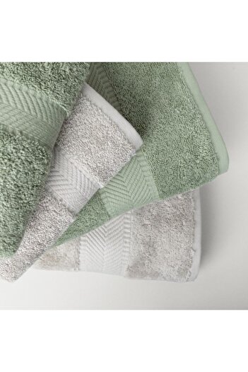 Linens Vita 4-Piece Cotton Face/Bath Towel Set Khaki/Gray