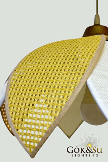 Göksu Lighting Rattan Pervane Model Sarkıt Avize Salon Oturma Odası Hol Antre Mutfak