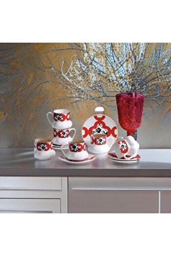 Kosova Porcelain Maximo Red 6-Piece Green Cup Set 311-2