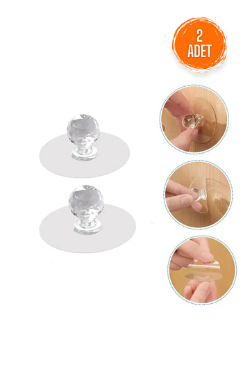 Ganjem Furniture Drawer Handle 2 Pieces Crystal Look Door Window Handle Non-Marking Adhesive Handle