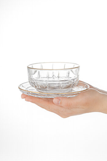 Elegant Glass yogurt dessert set, 12 pieces (6 plates + 6 yogurt bowls)