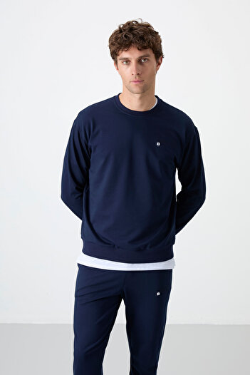 TOMMY LIFE Ανδρικό σετ αθλητικής φόρμας Indigo Casual O Neck Rubber Leg Cotton - 85120