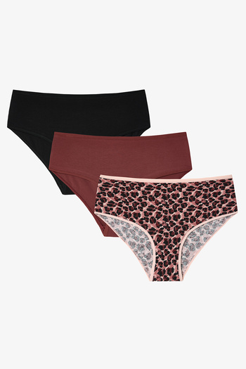 Penti Leopard Patterned Crispy Leo 3-Piece High Waist Panties