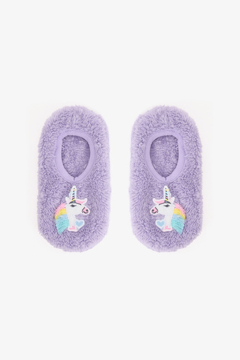 Penti Lilac Girl's Unicorn Patterned Non-Slip Sole Home Slippers