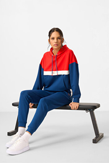 TOMMY LIFE Costum de trening pentru femei, cu glugă, bloc de culoare - 95327