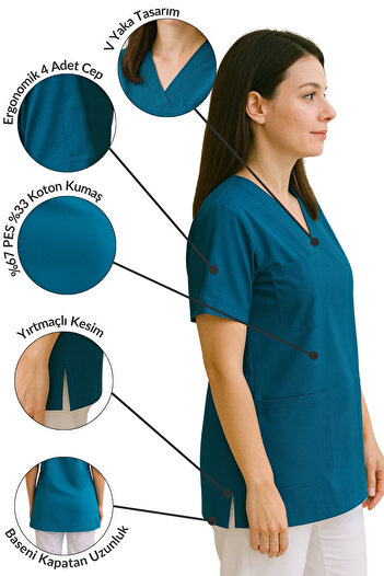 mirach 4-Pocket Nurse and Doctor Scrubs Single Top Uniform Hospital Surgical Uniform Comfortable Medical Clothing