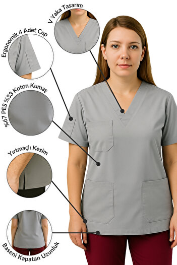 mirach 4-Pocket Nurse and Doctor Scrubs Single Top Uniform Hospital Surgical Uniform Comfortable Medical Clothing