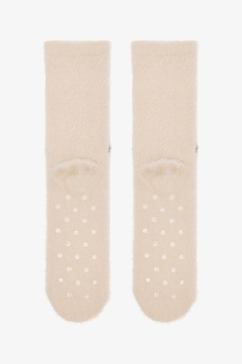 Penti Ecru Cute Bear Embroidered Home Shoes
