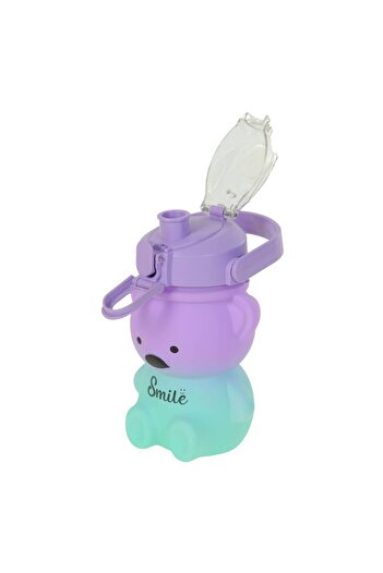 hak-iş oyuncak 800 ml Purple Water Bottle Figured Teddy Bear Water Bottle
