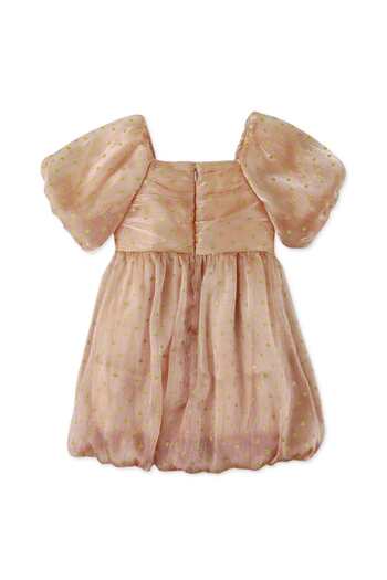 Gingersnaps Girls' Solid Dot Dress with Shiny Dots