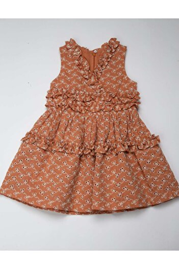 Gingersnaps Girls' Ruffled Striped Dress with Seven-Button Opening