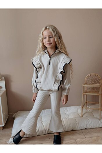 YİGİT BUTİK Yigit Butik Flare Leg Corduroy Girls' Suit
