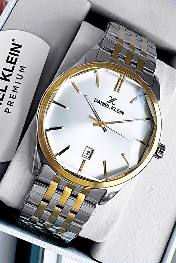 Daniel Klein Original Steel Cord Men Wristwatch Waterproof Silver - Gold Color Gift Bracelet Dke2147C4