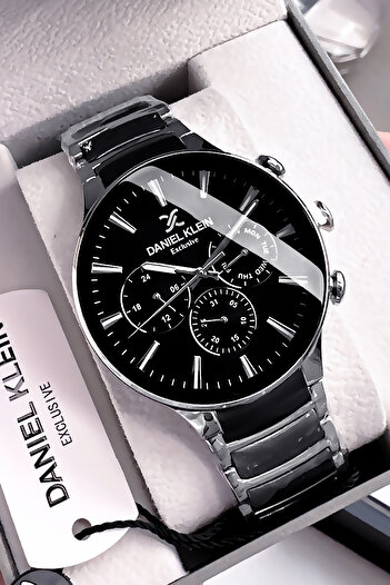 Daniel Klein Men's Premium Silver Color Waterproof Wrist Watch - Gift Bracelet with Steel Cord Dkh4342