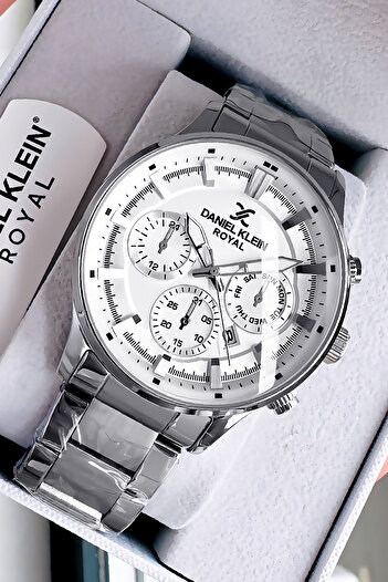 Daniel Klein Royal Original Men's Silver Color Steel Watchband and Bracelet - 3 Atm Waterproof Dke2001C2