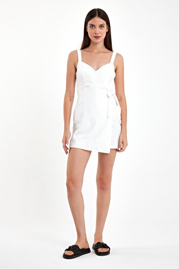 VENA Molly Linen Shorts Jumpsuit-White