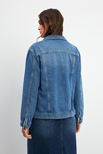 VENA Maya Vintage Dark Blue Jean Ceket-Vintage Dark Blue