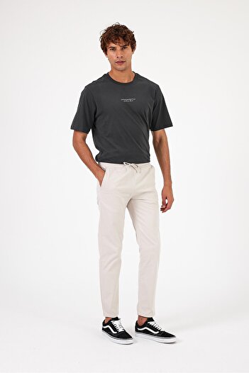 VENA Alfred Beli Elasticated Gabardine Trousers-Stone