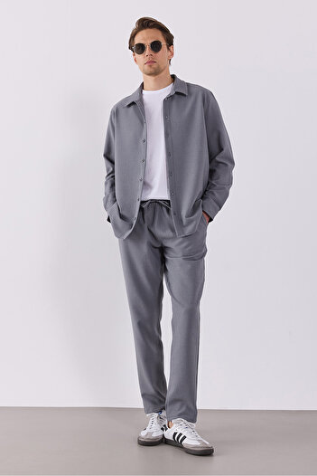 VENA Alfred Beli Lastikli Slim Straight Gofre Штани - GRİ