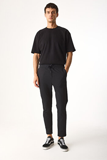 VENA Regular Fit Beli Lastikli Teknik Pantolon-Siyah