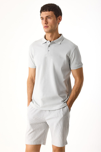 VENA Μπλουζάκι Martin Slim Fit με γιακά πόλο-Γκρι