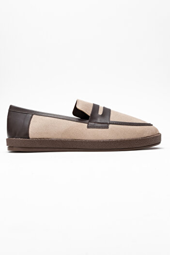 by selvi Lukka Shoes Ανδρικά παπούτσια Loafer με γαρνιτούρα σε μπεζ σουέντ από την Livya