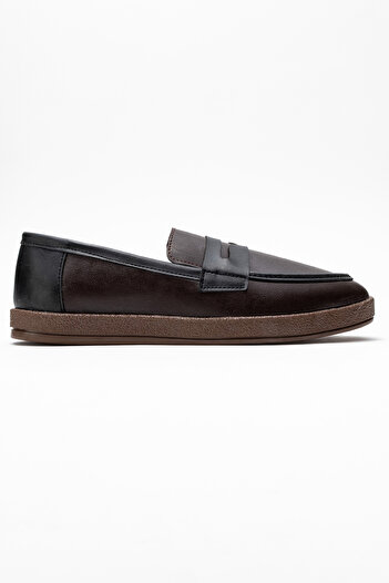 by selvi Lukka Shoes Livya Men's Bitter Brown Garnished Faux Leather Loafer Shoes