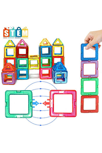 Choice3 مكعبات بناء مغناطيسية متوسطة الحجم مكونة من 40 قطعة، ألعاب مغناطيسية DIY، ألعاب STEM متوسطة الحجم، ألعاب بناء