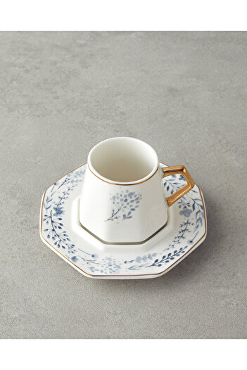 English Home Dreampetal New Bone China 12 Parça 6 Kişilik Kahve Fincan Takımı 80 ml Mavi