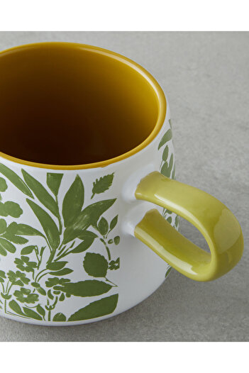English Home Growtopia Stoneware Kupa 340 ml Yeşil-Beyaz