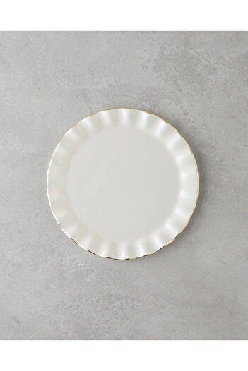 English Home Lustre Glass Cake Plate 20 cm Cream-Gold