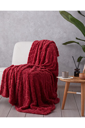 English Home Romantic Hearts Jacquard Wellsoft Tv Blanket 120X160 cm Dark Red