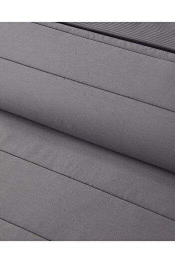 English Home Valery Double Bedspread Set - Cotton, Satin Quilted, Dark Gray