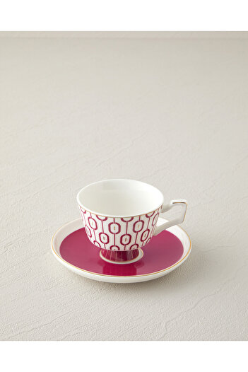 English Home Octavia New Bone China 4 Parça 2 Kişilik Kahve Fincan Takımı 90 ml Fuşya