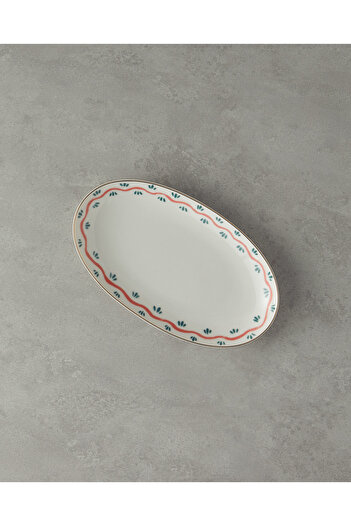 English Home 30 cm Orange-Green Carny Bone Porcelain Boat Plate