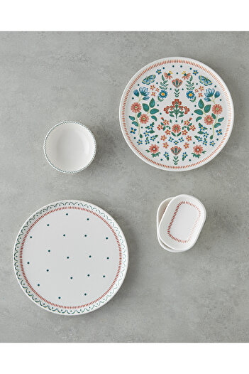 English Home Enola Green Ceramic Breakfast Set - 8 Pieces, 2 Persons