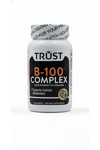 Trust B-100 Complex High B-Vitamins, 100 Tablets, Supports Cellular Metabolism, Energy Produ