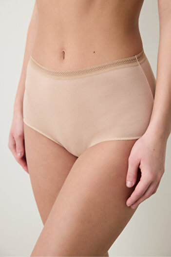 Penti Bequeme Slip-Höschen aus Baumwolle mit hoher Taille in Beige