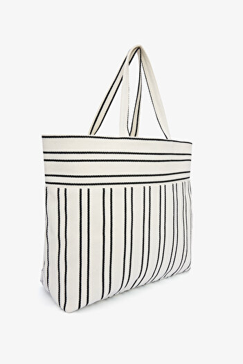 Penti Große gestreifte Ecru-Tasche