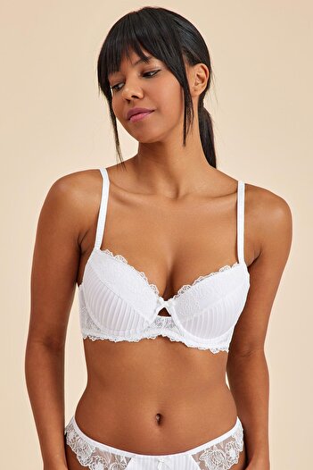 Amarelle Paris Ecru Underwire Lace Padded Push-Up Bra